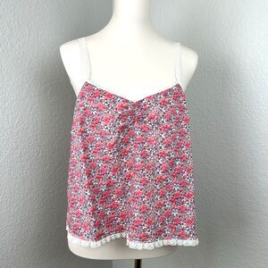 Aerie Women's Top Camisole Boho Floral 100% Cotton Elastic Lace  XL